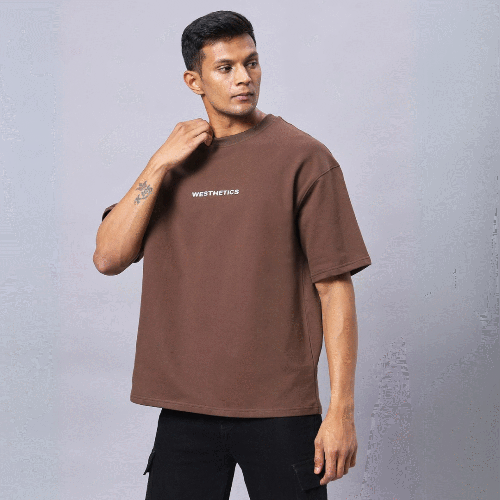 Brown Oversized Unisex T-Shirt – 260 GSM | 100% Cotton - Image 2