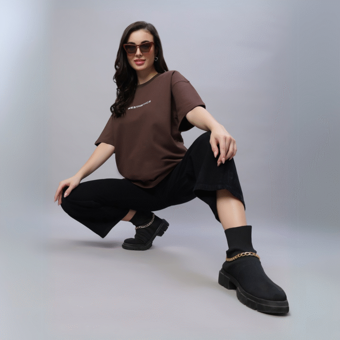 Brown Oversized Unisex T-Shirt – 260 GSM | 100% Cotton