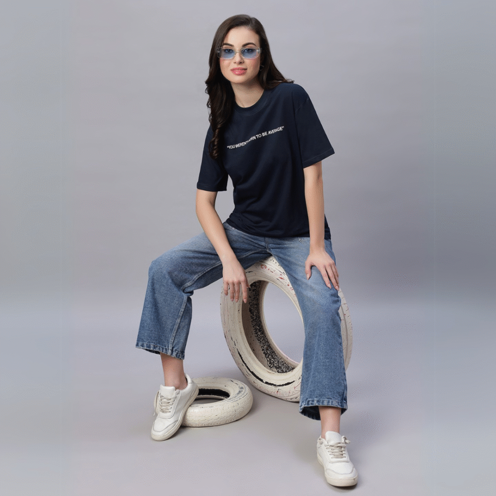 Navy Blue Oversized Unisex T-Shirt – 260 GSM | 100% Cotton - Image 3