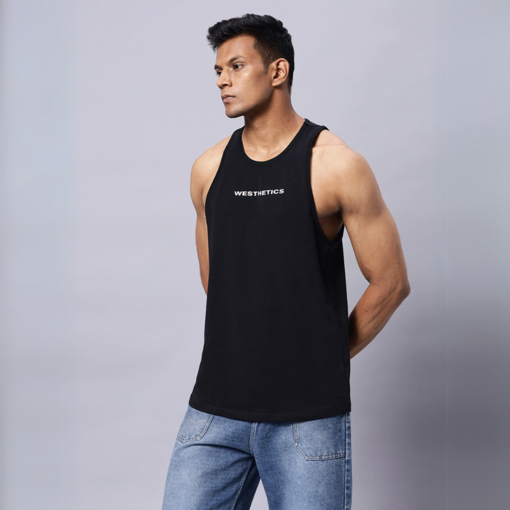 Black Stringer – 50% Cotton, 50% Lycra | Men’s Gym Fit - Image 4