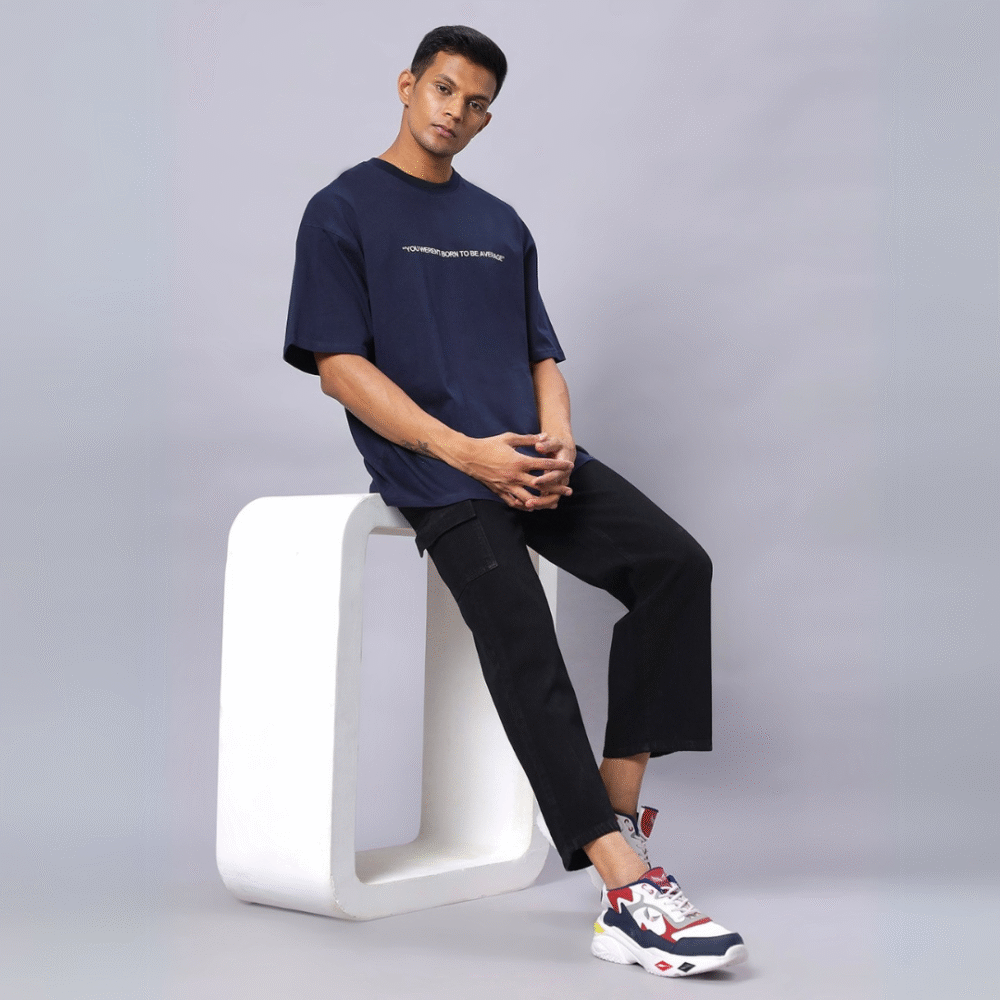Navy Blue Oversized Unisex T-Shirt – 260 GSM | 100% Cotton - Image 2