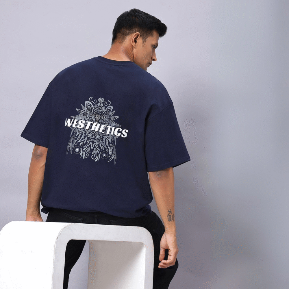 Navy Blue Oversized Unisex T-Shirt – 260 GSM | 100% Cotton - Image 4